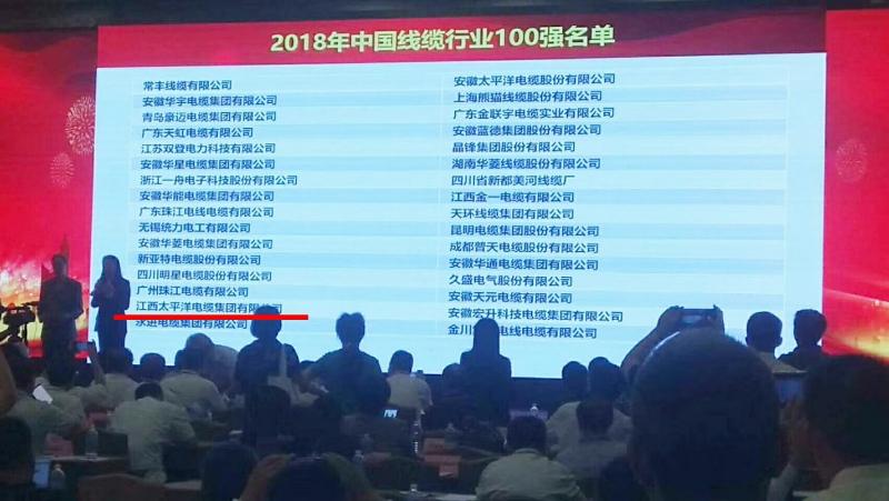 热烈祝贺澳门威泥斯人8016入选“2018年中国线缆行业100强”